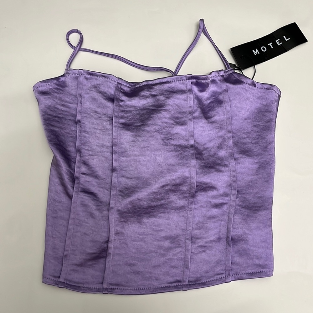 XS - Cosey Top Satin Lilac from Motel Rocks.